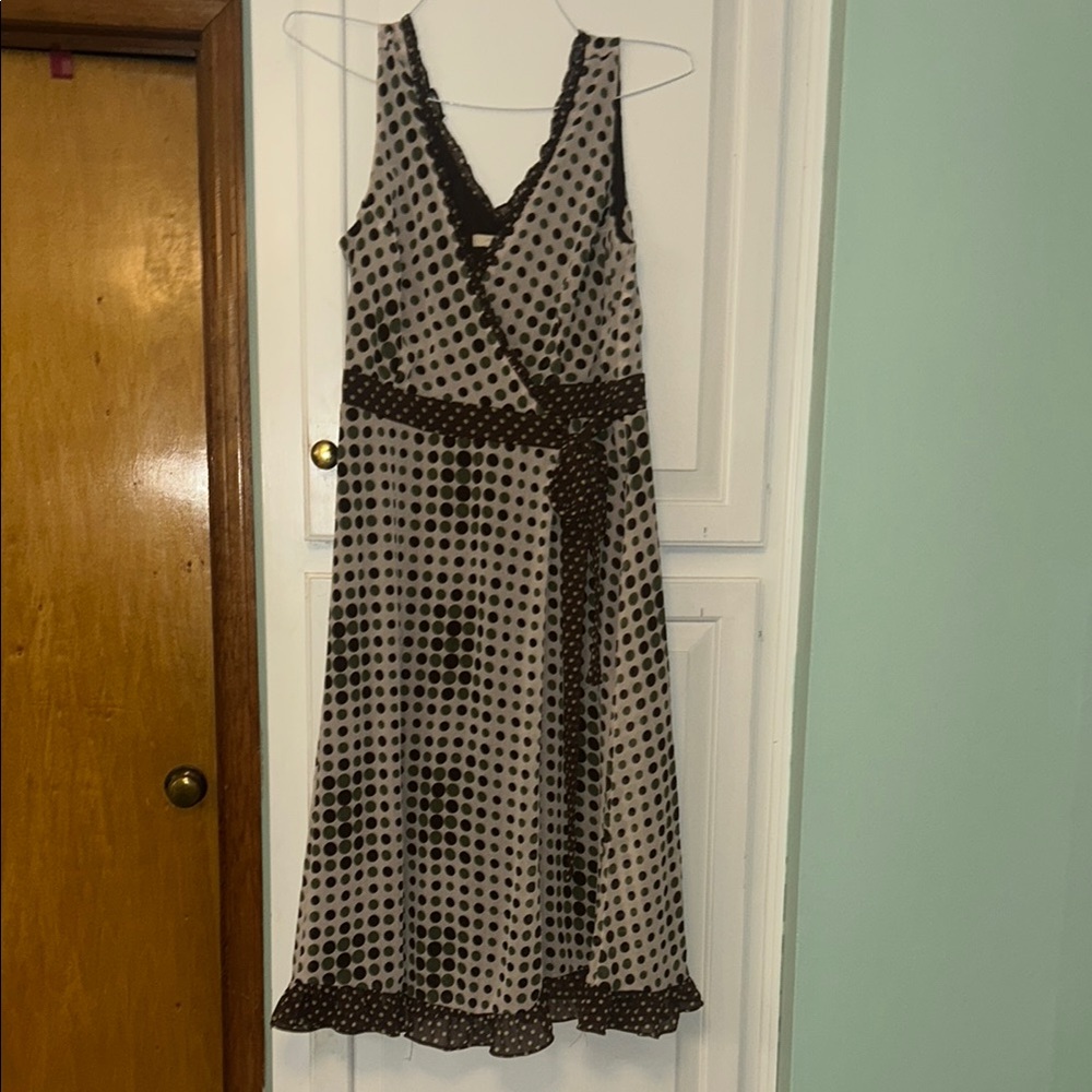 Jonathan Martin Black and White Ruffled Wrap Midi Dress